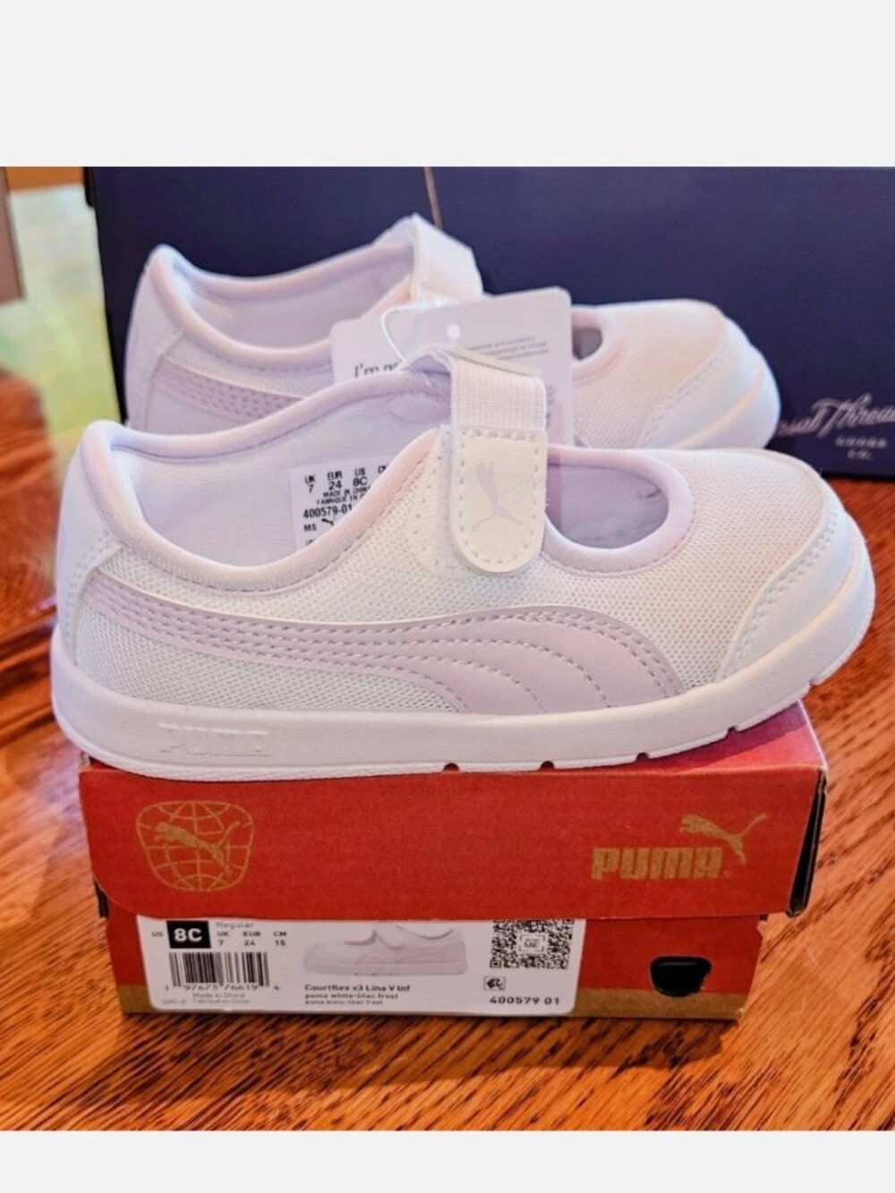 Puma Courtflex V3 Lina V Toddler Shoes Size 8c Sneakers White Lilac Frost NIB